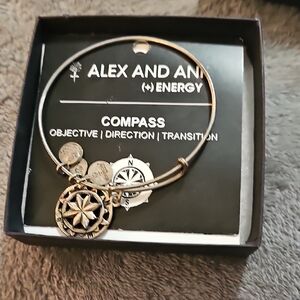 Alex and Ani Stainless  Compass Charm Bangle